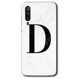 MRCİLETİSİM (mrc123792) Beyaz Mermer Desenli D Harfi Kılıf HD Desen Baskılı Arka Kapak Xiaomi Mi 9 SE ile uyumlu