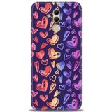 MRCİLETİSİM (mrc12492) Tam Ekran Koruyucu Kılıf HD Baskılı Kılıf Renkli Kalpler Huawei Mate 20 Lite ile uyumlu