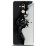 MRCİLETİSİM (mrc12557) Tam Ekran Koruyucu Kılıf HD Baskılı Kılıf Siyah ve Beyaz Huawei Mate 20 Lite ile uyumlu