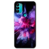 MRCİLETİSİM mrc133728 Color Splash Purple Kılıf HD Desen Baskılı Arka Kapak + Temperli Cam General Mobile GM 21 Plus ile uyumlu