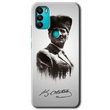 MRCİLETİSİM mrc134191 Mustafa Kemal Atatürk Kılıf HD Desen Baskılı Arka Kapak + Temperli Cam General Mobile GM 21 Plus ile uyumlu