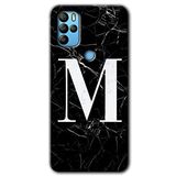MRCİLETİSİM mrc134775 Siyah Mermer Desenli M Harfi Kılıf HD Desen Baskılı Arka Kapak + Temperli Cam General Mobile GM 21 Pro ile uyumlu