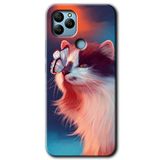 MRCİLETİSİM mrc135702 Cat Butterfly Kılıf HD Desen Baskılı Arka Kapak + Temperli Cam General Mobile GM 22 Plus ile uyumlu