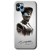 MRCİLETİSİM mrc136043 Mustafa Kemal Atatürk Kılıf HD Desen Baskılı Arka Kapak + Temperli Cam General Mobile GM 22 Plus ile uyumlu