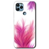 MRCİLETİSİM mrc136167 Pembe Tüy Kılıf HD Desen Baskılı Arka Kapak + Temperli Cam General Mobile GM 22 Plus ile uyumlu