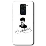 MRCİLETİSİM (mrc13812) Kemal Atatürk İmza Kılıf Baskılı Kapak Tam Kaplayan Mat Seramik Xiaomi Redmi Note 9 ile uyumlu