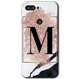 MRCİLETİSİM mrc138241 Pembe Mermer Desenli M Harfi Kılıf HD Desen Baskılı Arka Kapak + Temperli Cam General Mobile GM 9 Pro ile uyumlu