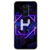MRCİLETİSİM (mrc13840) Dark Neon Yaprak H Harfi Kılıf Baskılı Kapak Tam Kaplayan Mat Seramik Xiaomi Redmi Note 9 ile uyumlu