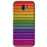 MRCİLETİSİM mrc13978 Colorful Lines Kılıf Baskılı Kapak 5D Tam Kaplayan Cam Samsung Galaxy J6 Plus ile uyumlu