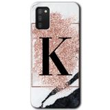 MRCİLETİSİM mrc139961 Pembe Mermer Desenli K Harfi Kılıf HD Desen Baskılı Arka Kapak Samsung Galaxy A02s ile uyumlu