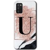 MRCİLETİSİM mrc139973 Pembe Mermer Desenli U Harfi Kılıf HD Desen Baskılı Arka Kapak Samsung Galaxy A02s ile uyumlu