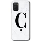 MRCİLETİSİM mrc139981 Beyaz Mermer Desenli Ç Harfi Kılıf HD Desen Baskılı Arka Kapak Samsung Galaxy A02s ile uyumlu
