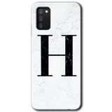 MRCİLETİSİM mrc139987 Beyaz Mermer Desenli H Harfi Kılıf HD Desen Baskılı Arka Kapak Samsung Galaxy A02s ile uyumlu