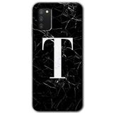 MRCİLETİSİM mrc140044 Siyah Mermer Desenli T Harfi Kılıf HD Desen Baskılı Arka Kapak Samsung Galaxy A02s ile uyumlu