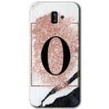 MRCİLETİSİM mrc14075 Pembe Mermer Desenli O Harfi Kılıf Baskılı Kapak 5D Tam Kaplayan Cam Samsung Galaxy J6 Plus ile uyumlu