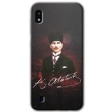 MRCİLETİSİM mrc141188 Kemal Atatürk Kılıf HD Desen Baskılı Arka Kapak + Temperli Cam Samsung Galaxy A10 ile uyumlu