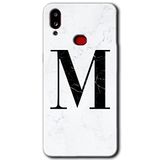MRCİLETİSİM mrc142194 Beyaz Mermer Desenli M Harfi Kılıf HD Desen Baskılı Arka Kapak + Temperli Cam Samsung Galaxy A10s ile uyumlu