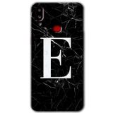 MRCİLETİSİM mrc142225 Siyah Mermer Desenli E Harfi Kılıf HD Desen Baskılı Arka Kapak + Temperli Cam Samsung Galaxy A10s ile uyumlu