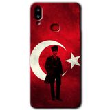 MRCİLETİSİM mrc142257 Atatürk Bayrak Kılıf HD Desen Baskılı Arka Kapak + Temperli Cam Samsung Galaxy A10s ile uyumlu
