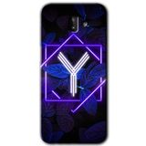 MRCİLETİSİM mrc14255 Dark Neon Yaprak Y Harfi Kılıf Baskılı Kapak 5D Tam Kaplayan Cam Samsung Galaxy J6 Plus ile uyumlu