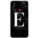 MRCİLETİSİM mrc142775 Siyah Mermer Desenli E Harfi Kılıf HD Desen Baskılı Arka Kapak Samsung Galaxy A10s ile uyumlu