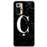 MRCİLETİSİM (mrc14848) Siyah Mermer Desenli Ç Harfi Kılıf Baskılı Kapak Tam Kaplayan Mat Seramik Xiaomi Redmi Note 10 Pro ile uyumlu