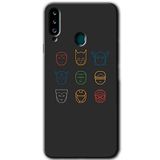 MRCİLETİSİM mrc148679 Avengers Minimalism Kılıf HD Desen Baskılı Arka Kapak + Temperli Cam Samsung Galaxy A20s ile uyumlu