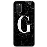 MRCİLETİSİM mrc1488 Siyah Mermer Desenli G Harfi Kılıf Baskılı Kapak 5D Tam Kaplayan Cam Samsung Galaxy A02s ile uyumlu