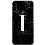 MRCİLETİSİM mrc148830 Siyah Mermer Desenli İ Harfi Kılıf HD Desen Baskılı Arka Kapak + Temperli Cam Samsung Galaxy A20s ile uyumlu