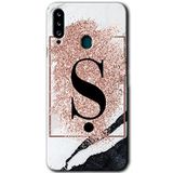 MRCİLETİSİM mrc149320 Pembe Mermer Desenli Ş Harfi Kılıf HD Desen Baskılı Arka Kapak Samsung Galaxy A20s ile uyumlu