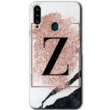 MRCİLETİSİM mrc149327 Pembe Mermer Desenli Z Harfi Kılıf HD Desen Baskılı Arka Kapak Samsung Galaxy A20s ile uyumlu