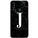 MRCİLETİSİM mrc149382 Siyah Mermer Desenli J Harfi Kılıf HD Desen Baskılı Arka Kapak Samsung Galaxy A20s ile uyumlu