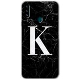 MRCİLETİSİM mrc149383 Siyah Mermer Desenli K Harfi Kılıf HD Desen Baskılı Arka Kapak Samsung Galaxy A20s ile uyumlu
