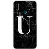 MRCİLETİSİM mrc149395 Siyah Mermer Desenli U Harfi Kılıf HD Desen Baskılı Arka Kapak Samsung Galaxy A20s ile uyumlu