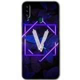 MRCİLETİSİM mrc149494 Dark Neon Yaprak V Harfi Kılıf HD Desen Baskılı Arka Kapak Samsung Galaxy A20s ile uyumlu