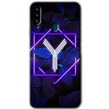 MRCİLETİSİM mrc149495 Dark Neon Yaprak Y Harfi Kılıf HD Desen Baskılı Arka Kapak Samsung Galaxy A20s ile uyumlu