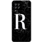 MRCİLETİSİM mrc151591 Siyah Mermer Desenli R Harfi Kılıf HD Desen Baskılı Arka Kapak Samsung Galaxy A22 ile uyumlu