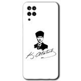MRCİLETİSİM mrc15297 Kemal Atatürk İmza Kılıf Baskılı Kapak 5D Tam Kaplayan Cam Samsung Galaxy M12 ile uyumlu