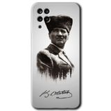 MRCİLETİSİM mrc15304 Mustafa Kemal Atatürk Kılıf Baskılı Kapak 5D Tam Kaplayan Cam Samsung Galaxy M12 ile uyumlu