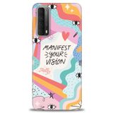 MRCİLETİSİM (mrc15661) Tam Ekran Koruyucu Kılıf HD Baskılı Kılıf Manifest Your Vision Huawei P Smart 2021 ile uyumlu