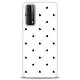 MRCİLETİSİM (mrc15675) Tam Ekran Koruyucu Kılıf HD Baskılı Kılıf Siyah Kalpler Huawei P Smart 2021 ile uyumlu