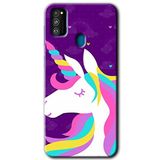 MRCİLETİSİM mrc15693 Unicorn Sleep Kılıf Baskılı Kapak 5D Tam Kaplayan Cam Samsung Galaxy M21 ile uyumlu