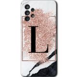 MRCİLETİSİM mrc157562 Pembe Mermer Desenli L Harfi Kılıf HD Desen Baskılı Arka Kapak Samsung Galaxy A33 ile uyumlu