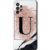 MRCİLETİSİM mrc157573 Pembe Mermer Desenli U Harfi Kılıf HD Desen Baskılı Arka Kapak Samsung Galaxy A33 ile uyumlu
