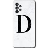 MRCİLETİSİM mrc157583 Beyaz Mermer Desenli D Harfi Kılıf HD Desen Baskılı Arka Kapak Samsung Galaxy A33 ile uyumlu