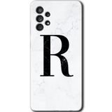 MRCİLETİSİM mrc157599 Beyaz Mermer Desenli R Harfi Kılıf HD Desen Baskılı Arka Kapak Samsung Galaxy A33 ile uyumlu