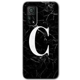 MRCİLETİSİM (mrc16497) Siyah Mermer Desenli C Harfi Kılıf Baskılı Kapak Tam Kaplayan Mat Seramik Xiaomi Mi 10T ile uyumlu