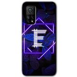 MRCİLETİSİM (mrc16586) Dark Neon Yaprak E Harfi Kılıf Baskılı Kapak Tam Kaplayan Mat Seramik Xiaomi Mi 10T ile uyumlu