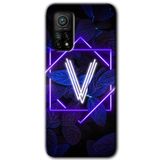 MRCİLETİSİM (mrc16619) Dark Neon Yaprak V Harfi Kılıf Baskılı Kapak Tam Kaplayan Mat Seramik Xiaomi Mi 10T ile uyumlu