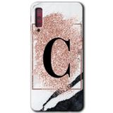 MRCİLETİSİM mrc166900 Pembe Mermer Desenli C Harfi Kılıf HD Desen Baskılı Arka Kapak Samsung Galaxy A7 2018 ile uyumlu